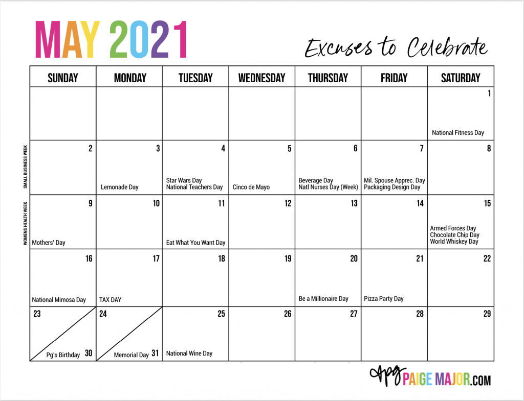 Social Media Calendar May 2021